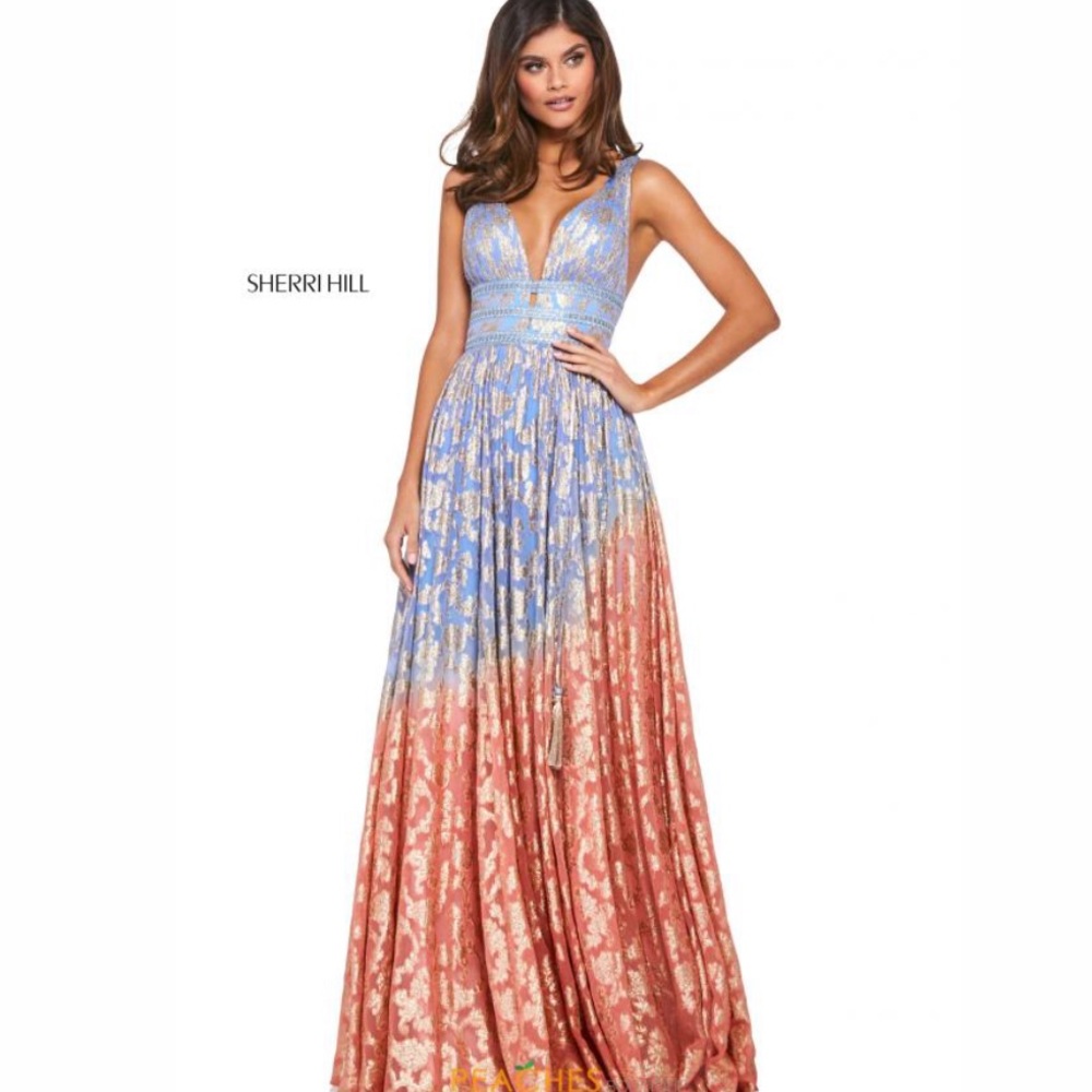 Sherri Hill 53375 Periwinkle/Coral Gown